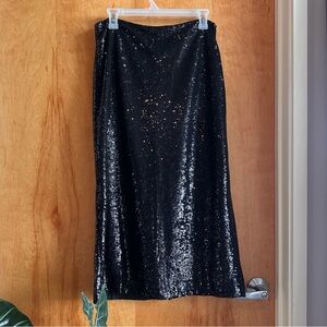 GAP Black Sequin Midi Skirt